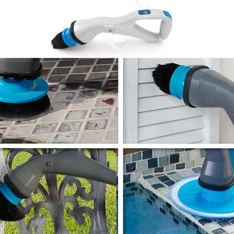 4Pcs Cordless Hurricane Electric Muscle Bathtub and Kitchen Scrubber Tile Brush image 0