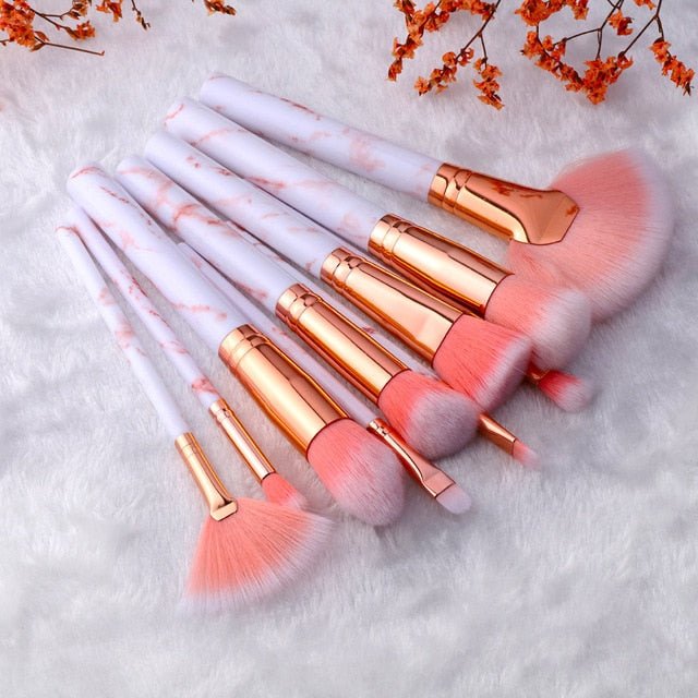 15Pcs Cosmetic Powder Eye Shadow Foundation Makeup Brushes Tool Set - sector  10pcs pink image