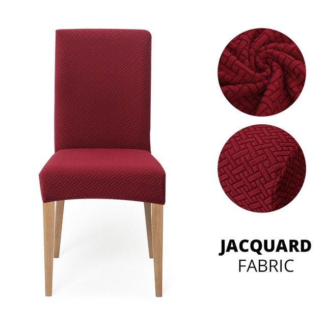 Elegant Jacquard Spandex Dining Chair Cover ‚Äì Stretch Fit for Weddings & Events - Style 2 burgundy, 4 pcs image