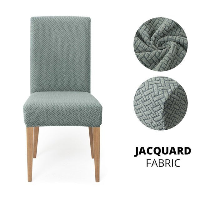 Elegant Jacquard Spandex Dining Chair Cover ‚Äì Stretch Fit for Weddings & Events - Style 2 light green, 2 pcs image