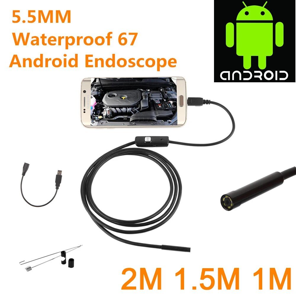 Endoscope USB Android Endoscope Camera Waterproof Inspection Borescope Flexible Camera 5.5mm 7mm for Android PC Notebook 6LED image 13