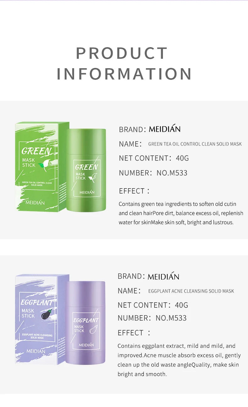 40g Cleansing Green Tea Bar Mask | Cleansing Mud Bar Mask Oil Control | Anti Acne Eggplant Skin Care Whitening Shrinkage Pore image 21