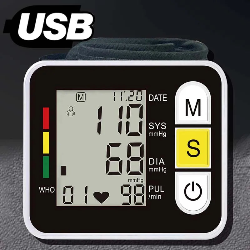 Automatic Digital LCD Wrist Blood Pressure Monitor ‚Äì Tensiometer & Pulsometer for Family Health Diagnostics image 1