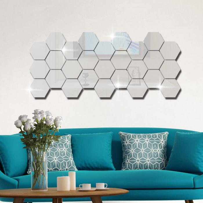 12Pcs DIY 3D Mirror Hexagon Vinyl Removable Wall Sticker Decal Home Decor image 11