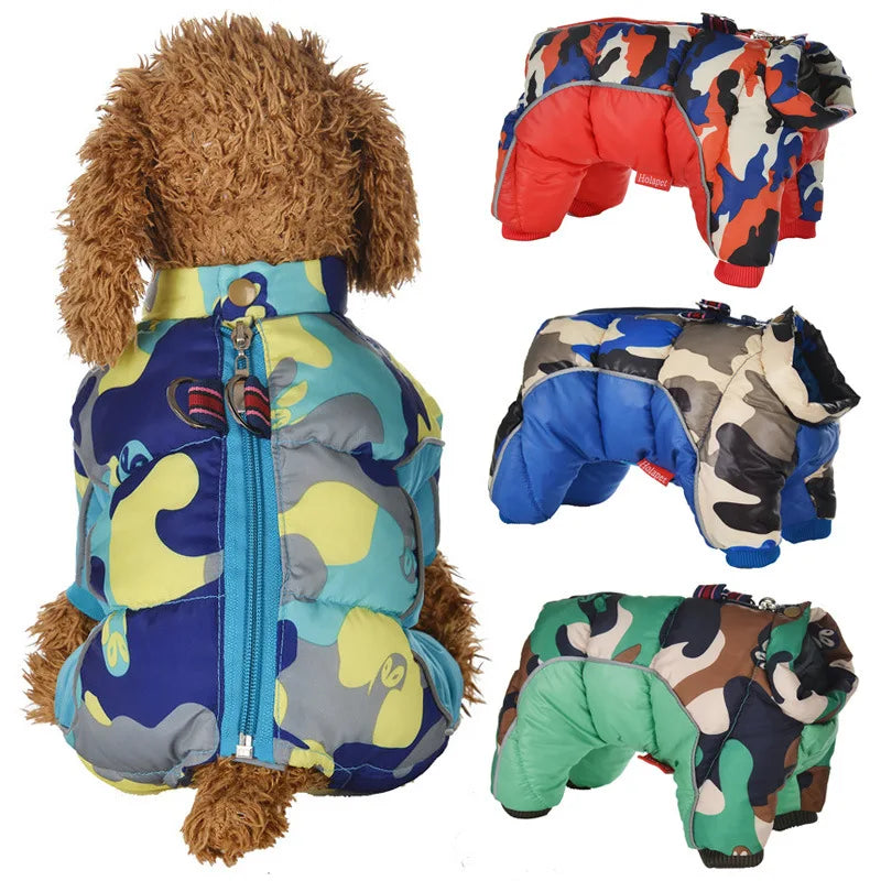 New Dog Clothing | Autumn and Winter Pet Camo Cotton Coat Waterproof and Cold Resistant Dog Coat Jacket Four Legged Cotton Coat image 2