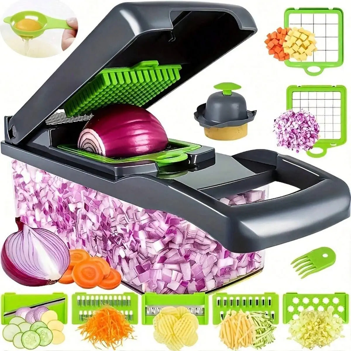16pcs/Set Vegetable Chopper | Onion Chopper | Food Grate Chopper | Kitchen Vegetable Slicer Dicer Cut | Potato Shredder image 7