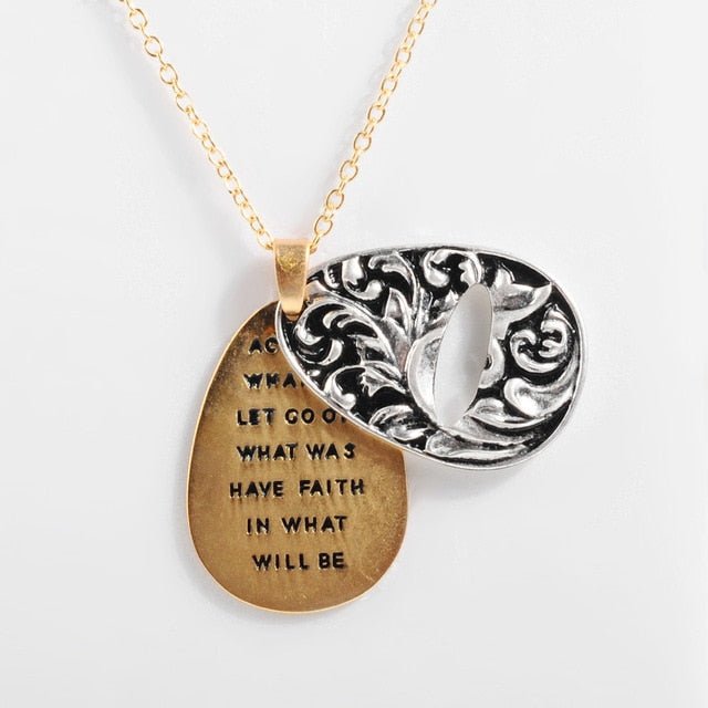 Bohemia Sunflower Double-layer Metal Pendant Necklace For Women With Letterings like "You are my Sunshine" image 2