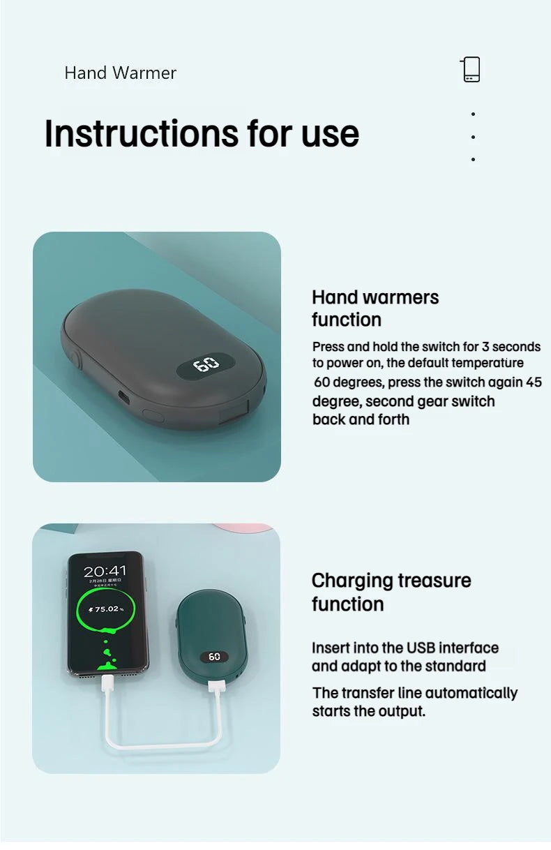 Compact Hand Warmer & Power Bank ‚Äì 2-in-1 USB Rechargeable Winter Essential image 29