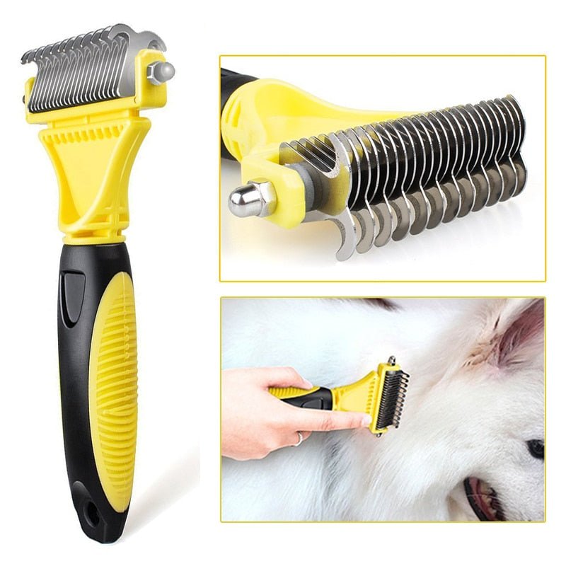 HSWLL New Stainless Steel Double-sided Pet (Cat & Dog) Comb | Large Dogs Open Knot Rake Knife image 3