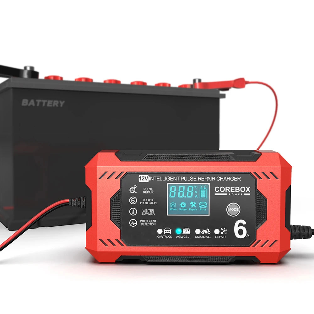 6A 12V Intelligent Automotive Battery Charger for Car & Motorcycle - Smart Lead-Acid Battery Maintenance image 27