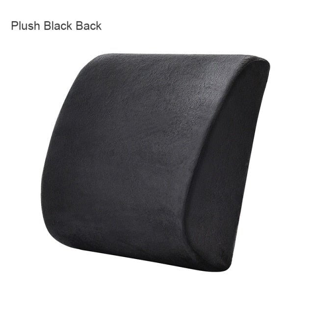 Orthopedic Hemorrhoid Seat Cushion Memory Foam Car Seat Cushion Set Slow Rebound Office Chair Waist Support Coccyx Pain Relief - Plush Black Back image