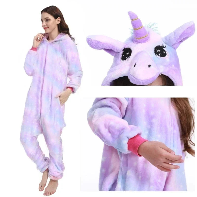 Unisex Animal Onesies for Adults | Unicorn, Lion, Panda, Cat Kigurumi Pajamas & Winter Sleepwear image