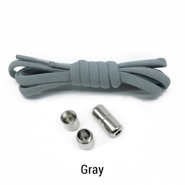 Elastic No Tie Semicircle Metal Lock Shoe Laces For Kids and Adult Sneakers and All Shoes - gray image