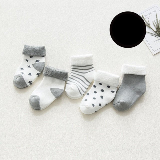 5 pair High Quality Thickened Cartoon Comfort Cotton Newborn Socks image
