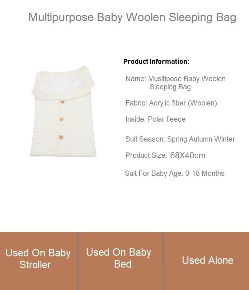 Newborn Baby Winter Warm Sleeping Bag ‚Äì Infant Button Knit Swaddle Wrap & Toddler Blanket Stroller Wrap image 30