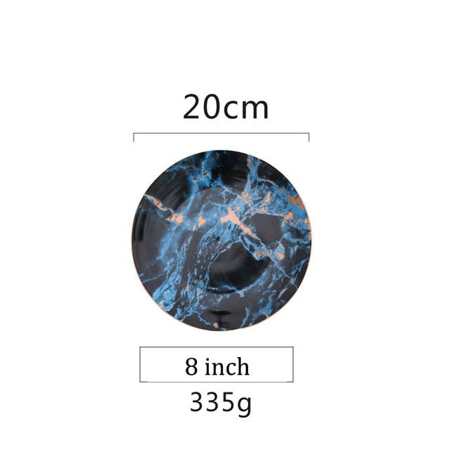 1Pc European Style Marble Gold Inlay Porcelain Plate image 8