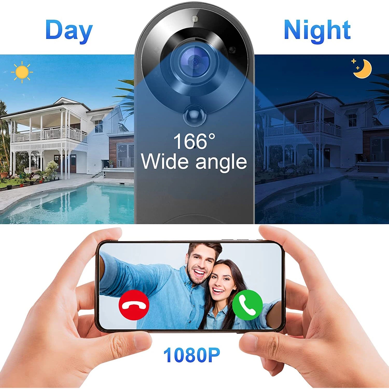1080P Wireless Video Doorbell Camera ‚Äì WiFi Smart Doorbell with Motion Detection, Night Vision & Tuya Smart Home Integration image 3