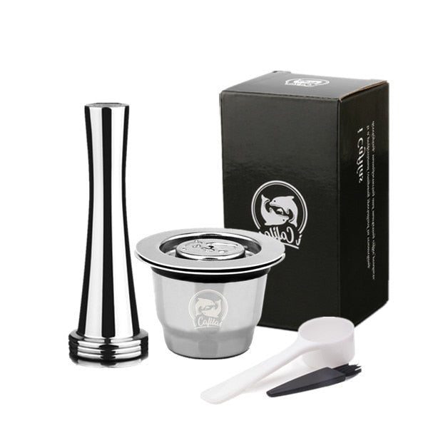 Nespresso Stainless Steel Refillable Coffee Capsule | Coffee Tamper Reusable Coffee Pod - 1capsule 1tamper image