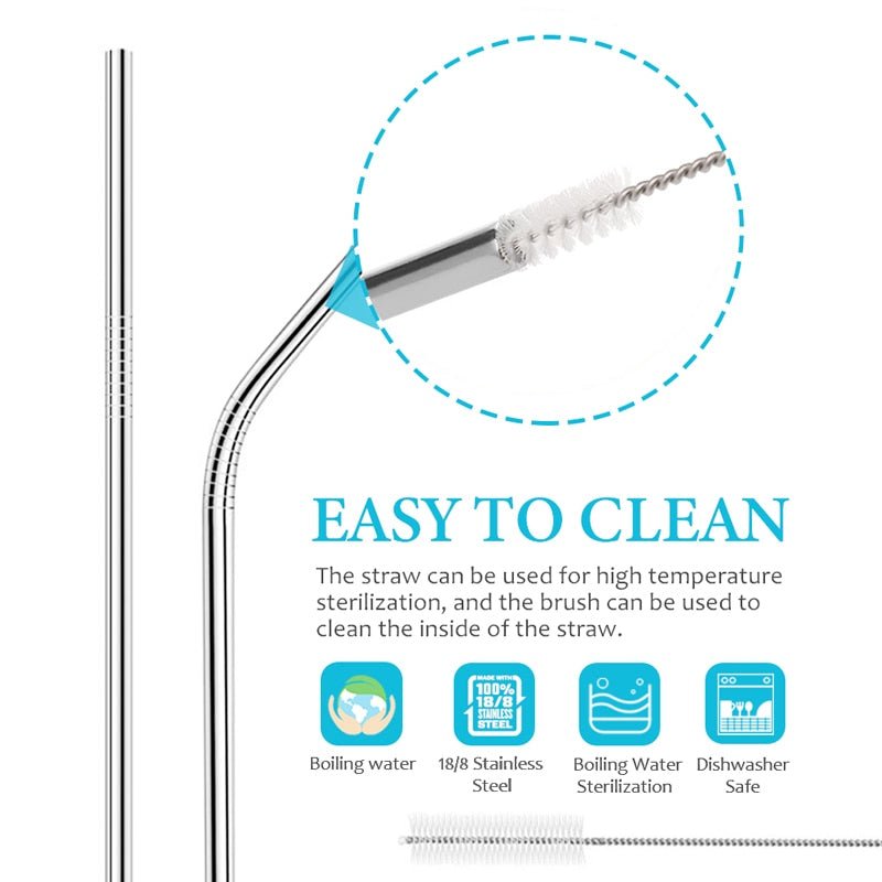 Colorful Reusable Stainless Steel Drinking Straw With Cleaning Brush image 4