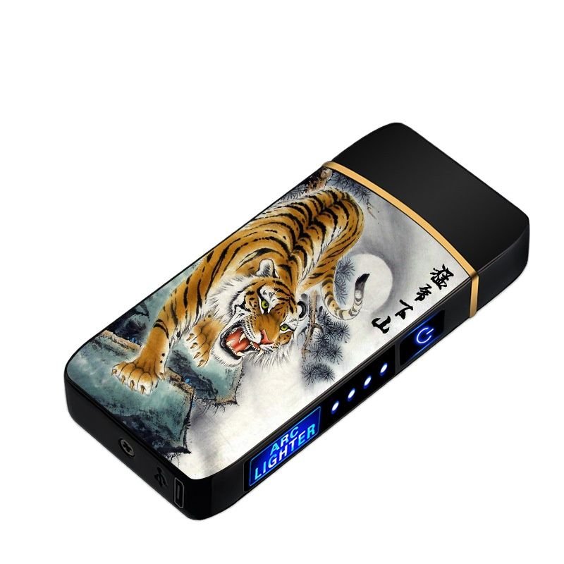 New Double Plasma Windproof Electric Arc Cigarette Lighter - B4-Tiger image