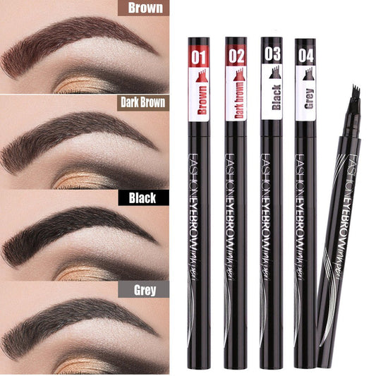 Waterproof Natural Eyebrow Pen Four-claw Eye Brow Tint Makeup three Colors Eyebrow Pencil Brown Black Grey Brush Cosmetics image 0