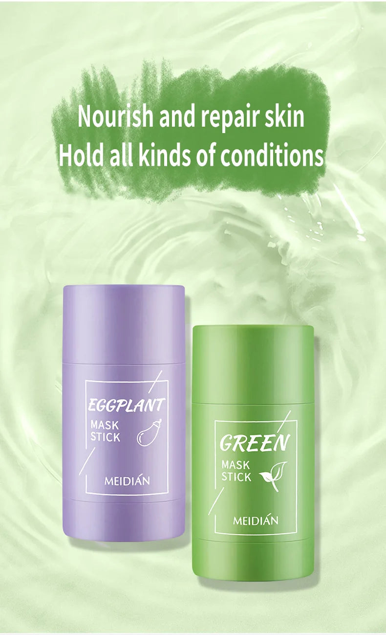 40g Cleansing Green Tea Bar Mask | Cleansing Mud Bar Mask Oil Control | Anti Acne Eggplant Skin Care Whitening Shrinkage Pore image 9