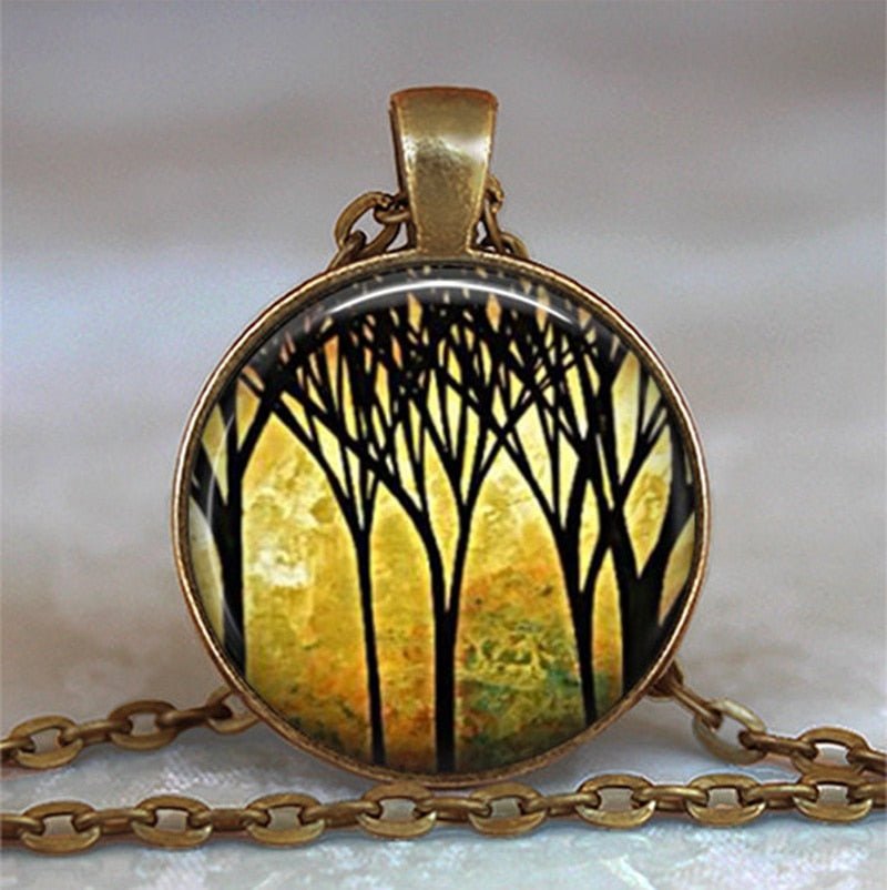 Tree Of Life Glass Cabochon Statement Necklace & Pendant Jewelry image 6