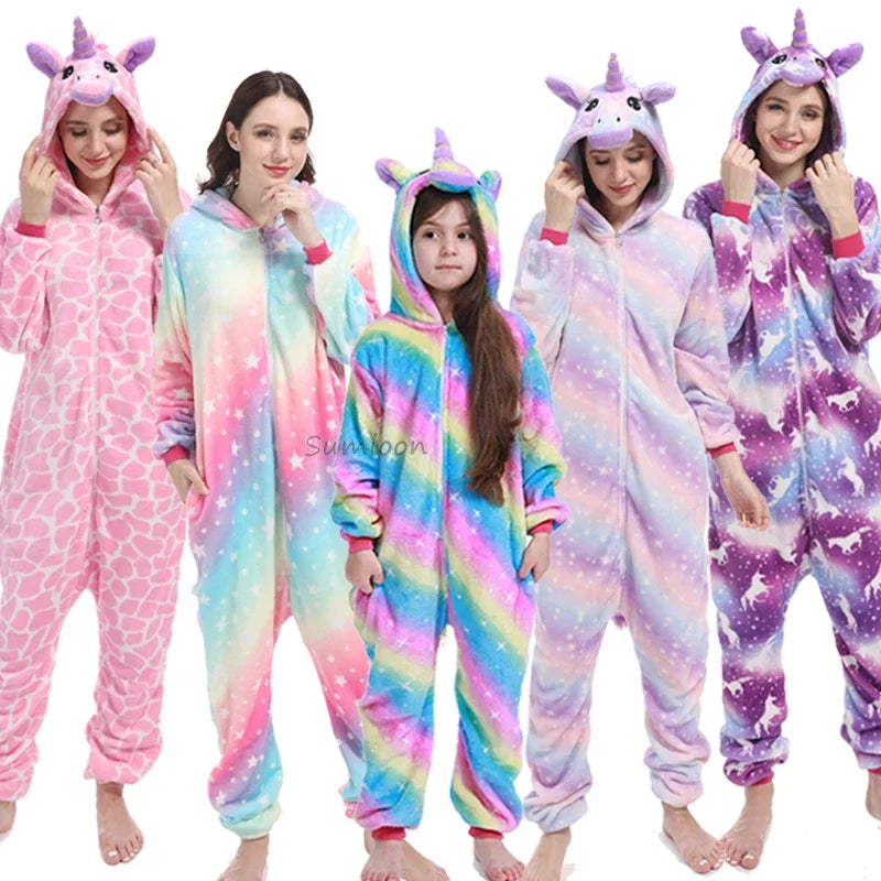 Kigurumi Unicorn Pajamas ‚Äì Kids‚Äô Animal Onesies for Boys & Girls, Warm Winter Homewear image 0