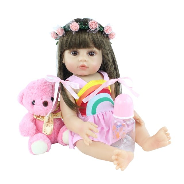 48CM Full Silicone Reborn Lifelike Super Toddler Baby Kid Toy Doll image 14