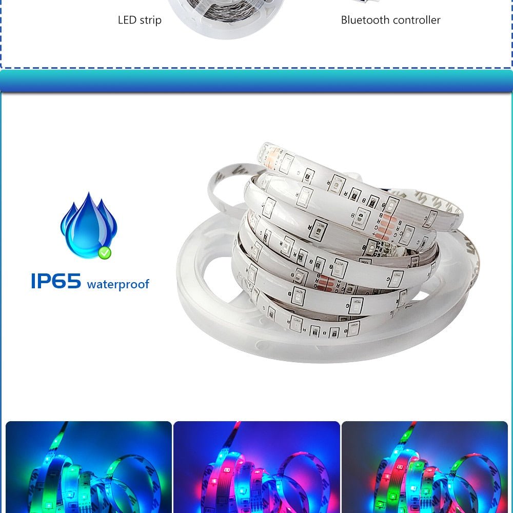 Bluetooth LED Strip RGB Light Tape | Waterproof LED Light Diode Ribbon Flexible with Bluetooth remote image 10