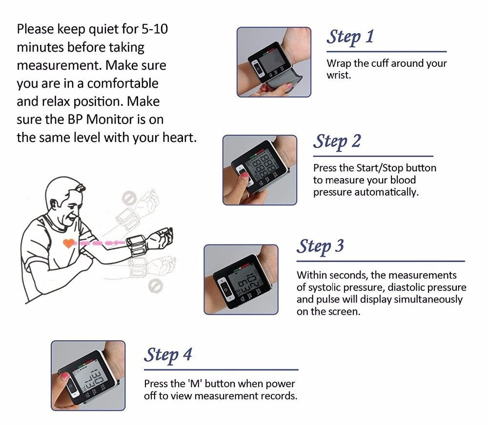 High-Accuracy Medical Blood Pressure Monitor | Digital Wrist Cuff Sphygmomanometer for Precise BP Tracking image 9