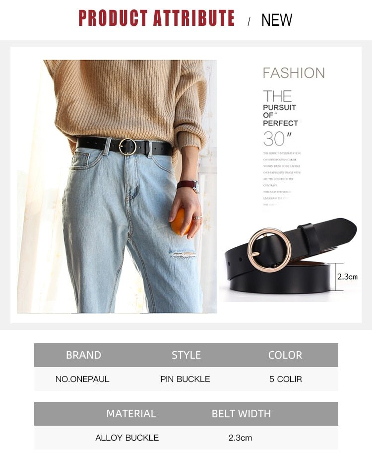 NO.ONEPAUL Female Gold Buckle Jeans Belts | New Circle Pin Buckles Belt image 5