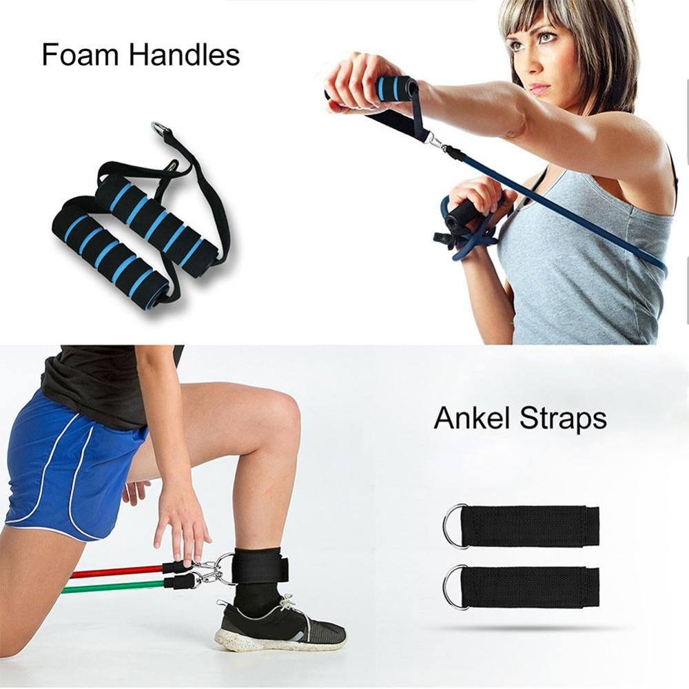 11PCS Stretch Resistance Bands Training Expander Elastic Tube Set image 6