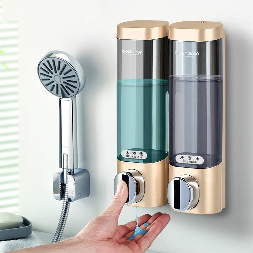 Liquid Soap Dispenser Wall Mount 300ml Bathroom Accessories Plastic Detergent Shampoo Dispensers Double Hand Kitchen Soap Bottle image 0