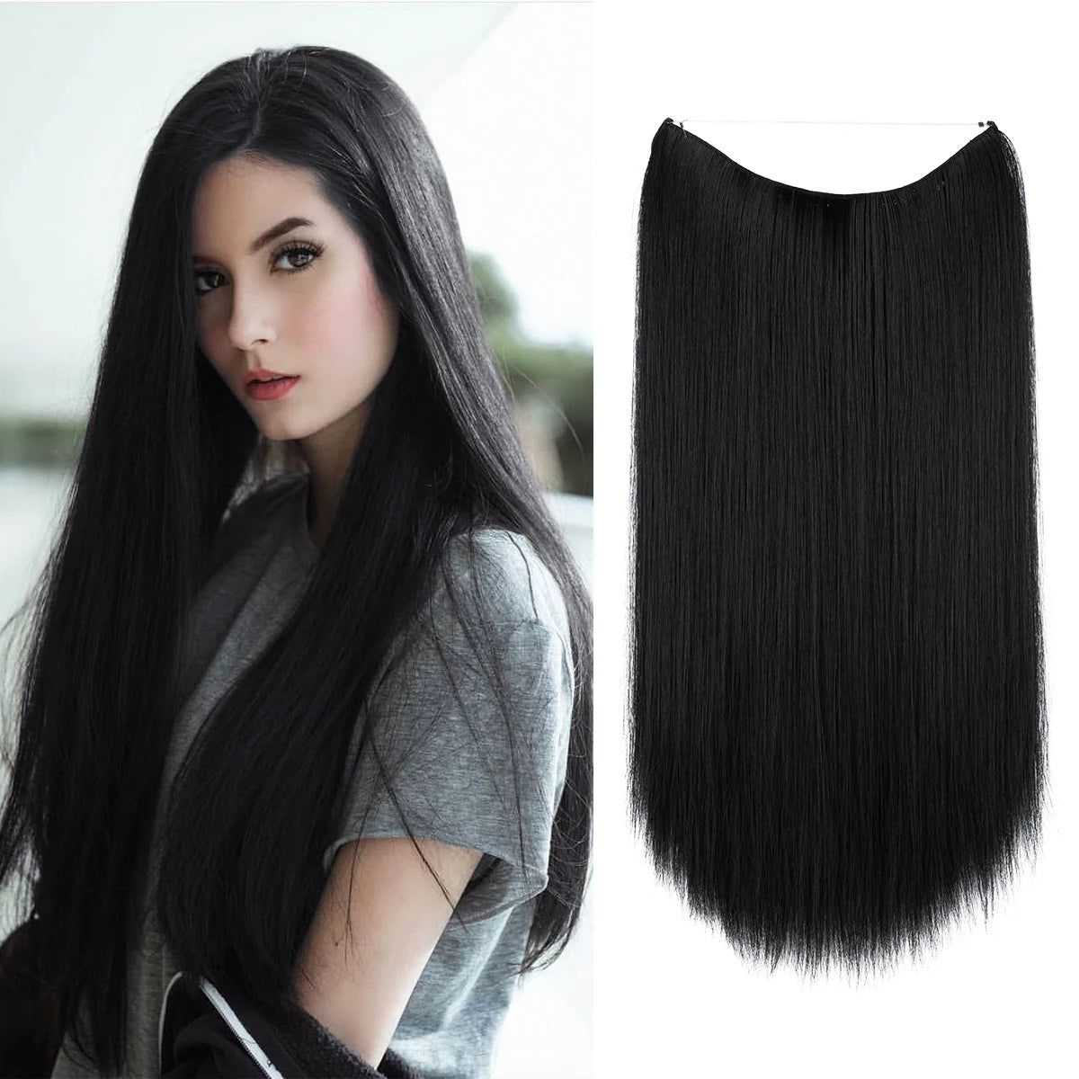 SARLA Halo Invisible Wire Synthetic Hair Extension-No Clip image 49