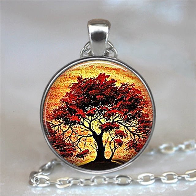 Tree Of Life Glass Cabochon Statement Necklace & Pendant Jewelry - 8 image