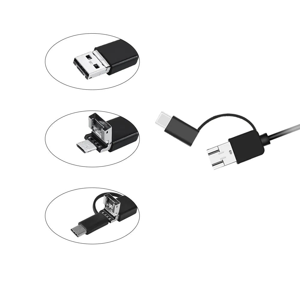 5.5mm Sewer Industrial Endoscope Piping Endoscopy Type C Flexible Snake Mini Camera 3 in 1 Automotive Borescope for Android image 2