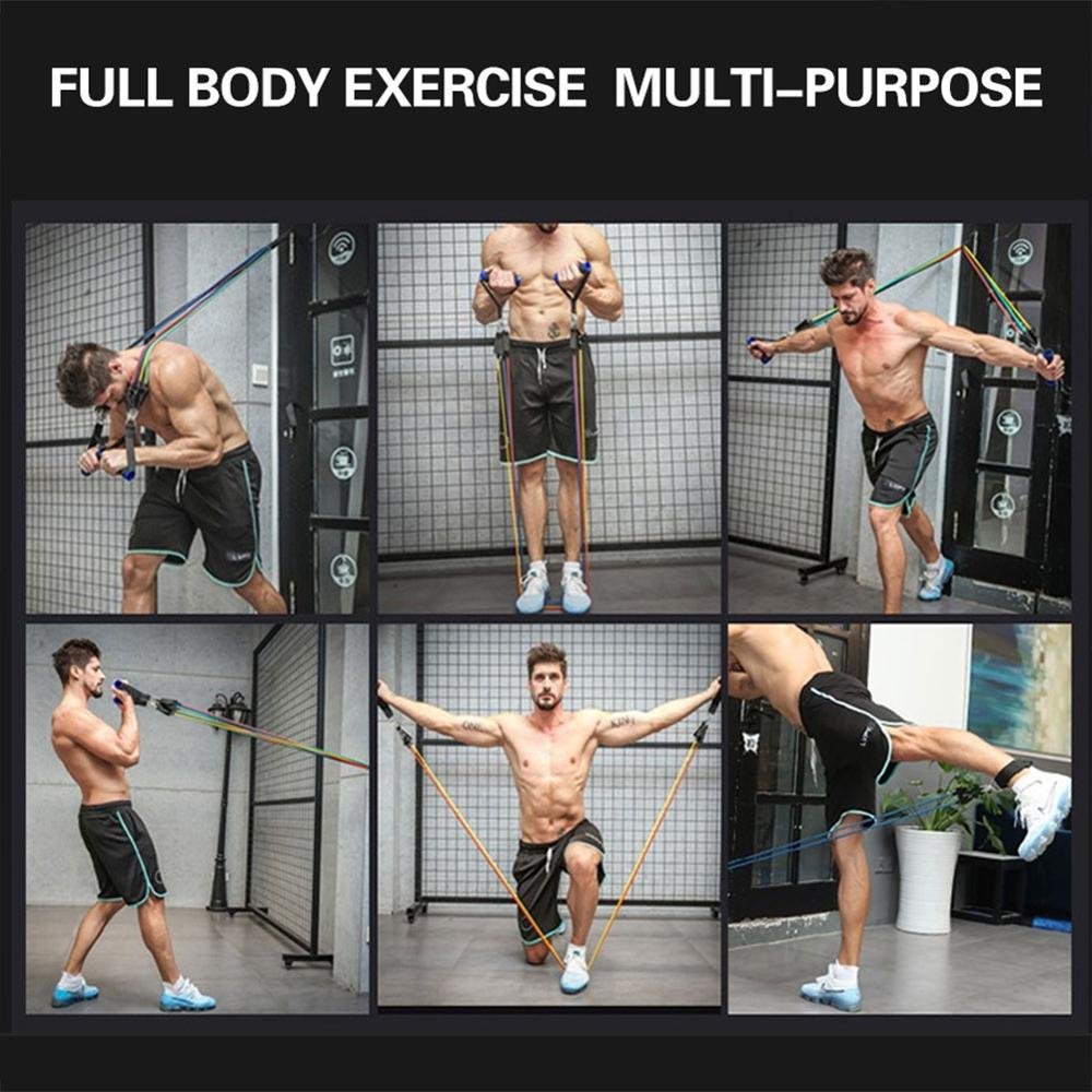 11PCS Stretch Resistance Bands Training Expander Elastic Tube Set image 1