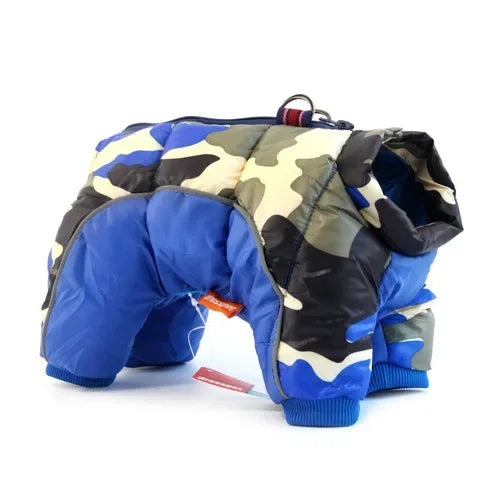 Winter Dog Clothes | Warm Cotton Apparel for Small Dogs - dark blue camouflage, 4XL 22 image