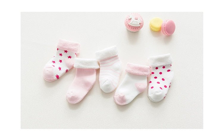 5 pair High Quality Thickened Cartoon Comfort Cotton Newborn Socks image 27