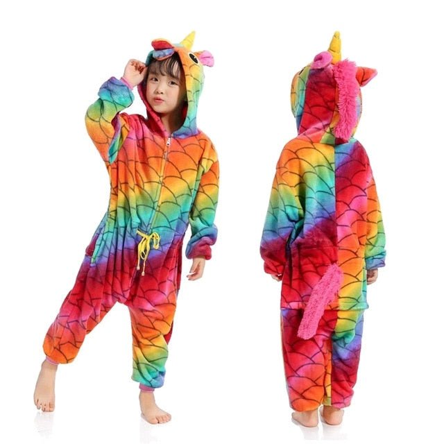 Winter Unicorn Onesies Pajamas | Kids Flannel Warm Jumpsuit SleepWear image