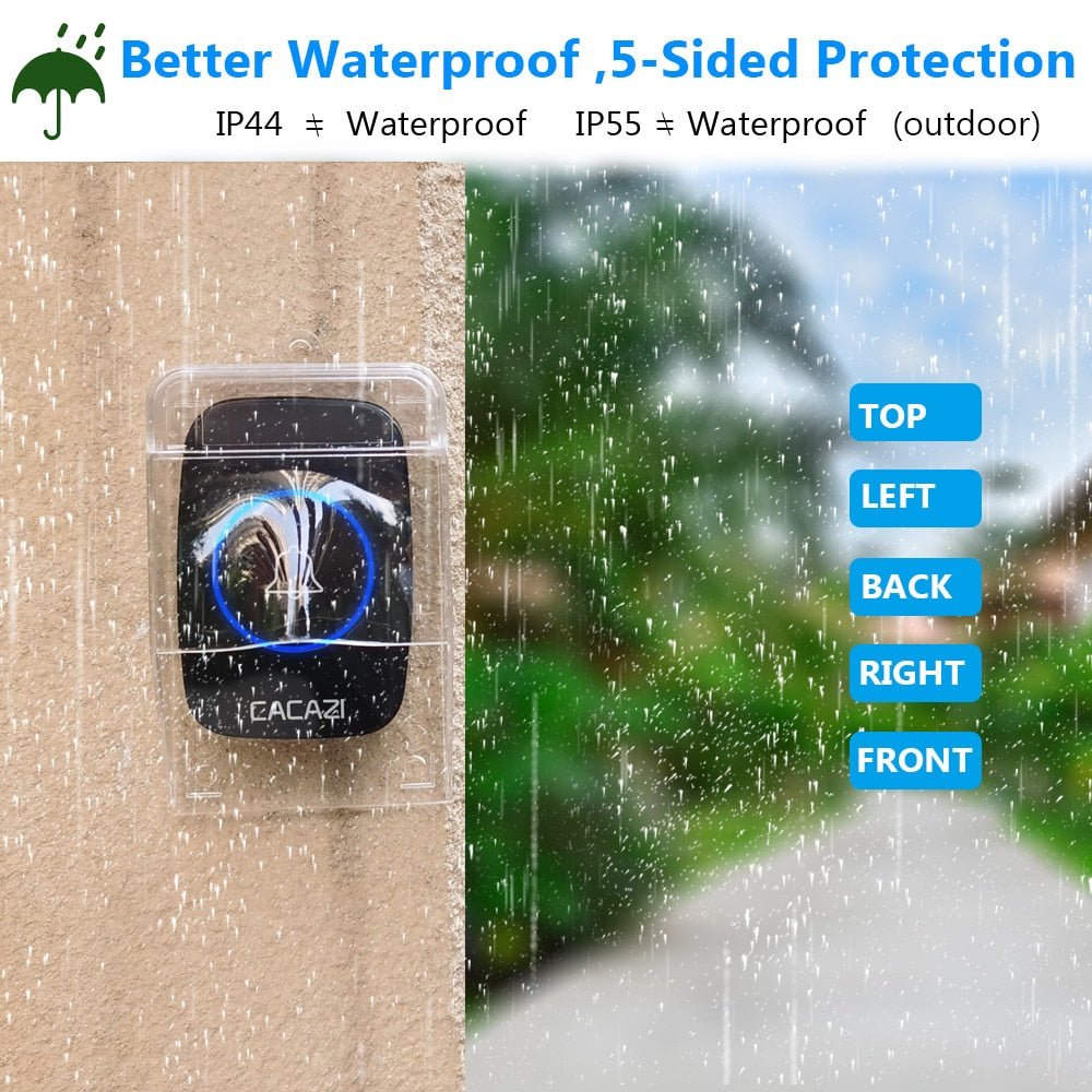 CACAZI Wireless Waterproof Doorbell – 60 Chimes, 110dB Loud, with Remote Control image 28