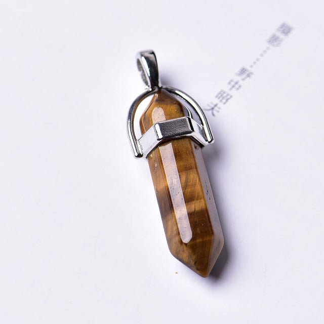 1PC Natural Amethyst Rose Quartz Crystal Point Pendant - Tiger eye image