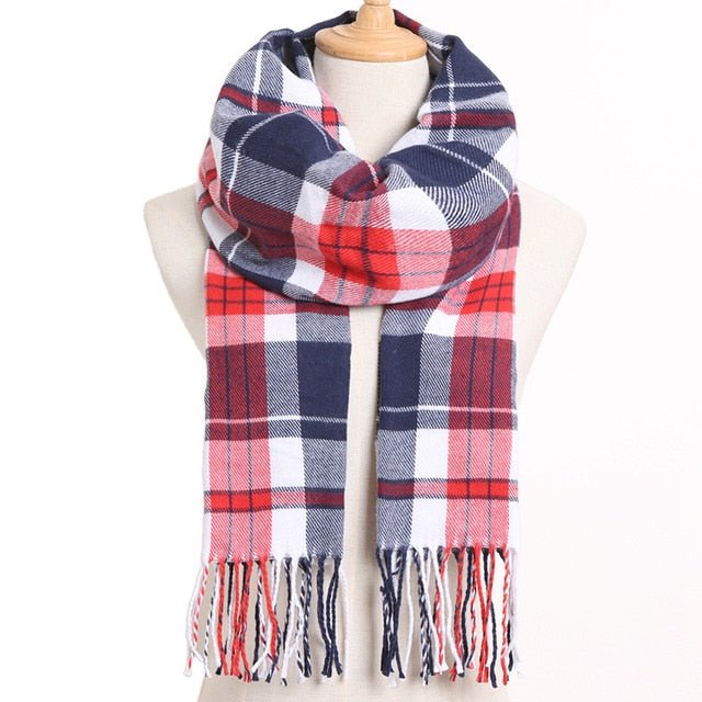 VIANOSI Plaid Winter Scarf for Women | Warm Foulard Solid Scarves | Casual Cashmere Scarfs - 18, 190CM X 35CM image