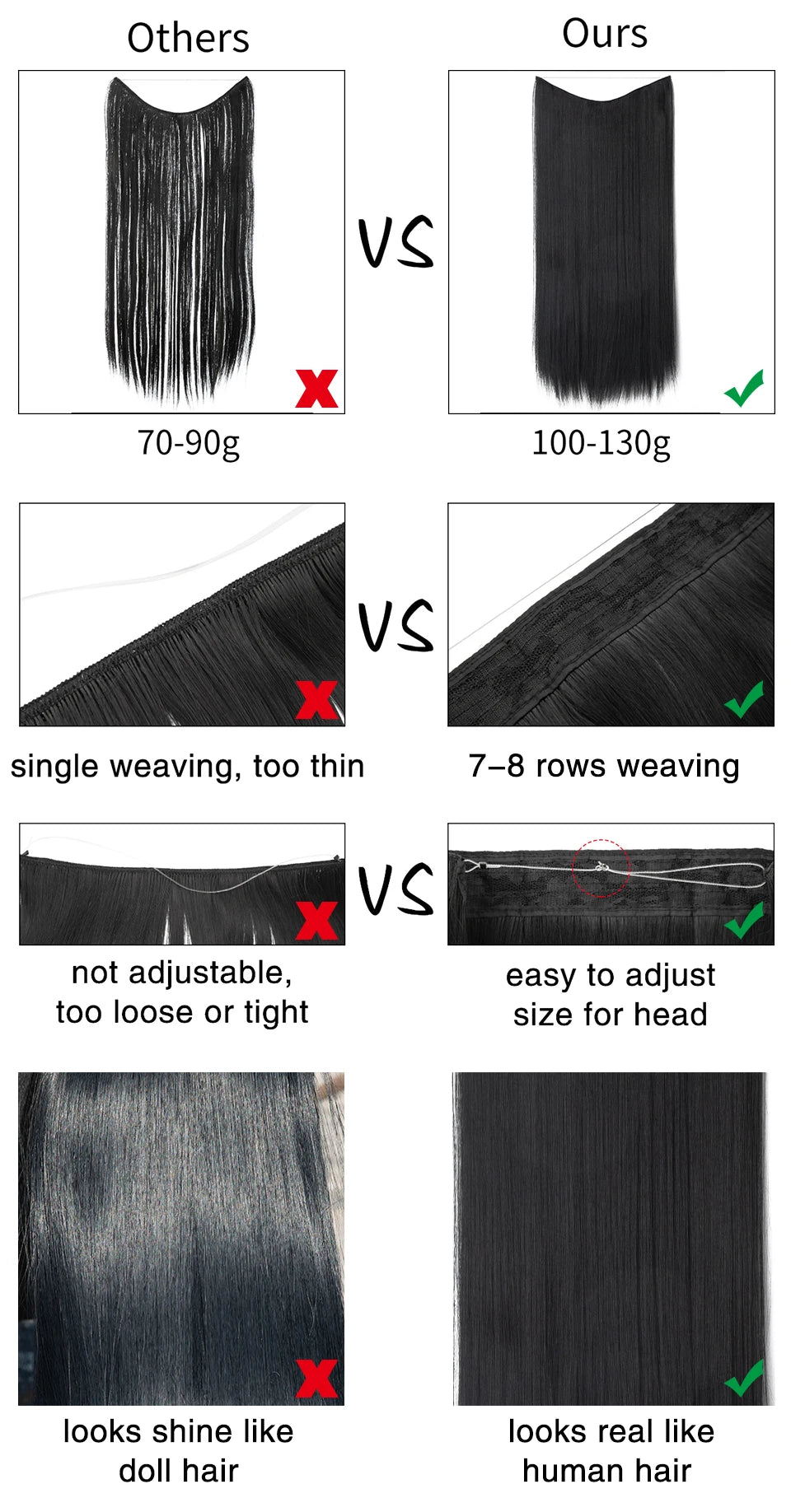 SARLA Halo Invisible Wire Synthetic Hair Extension-No Clip image 21