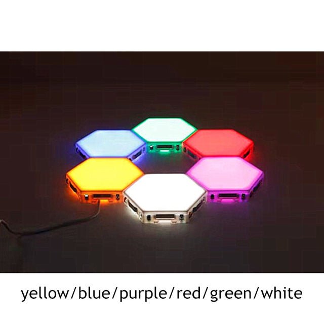 Quantum LED Hexagonal Lamps | Touch Sensitive Modular Wall Decoration Lighting System - 6 pcs-colorful image