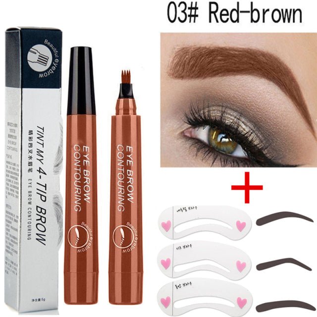 5-Color Four-Pronged Eyebrow Pencil Eyebrow Brush Split Liquid Waterproof Long-Lasting Eyebrows Enhancer Pencil Eyebrow Shadow image