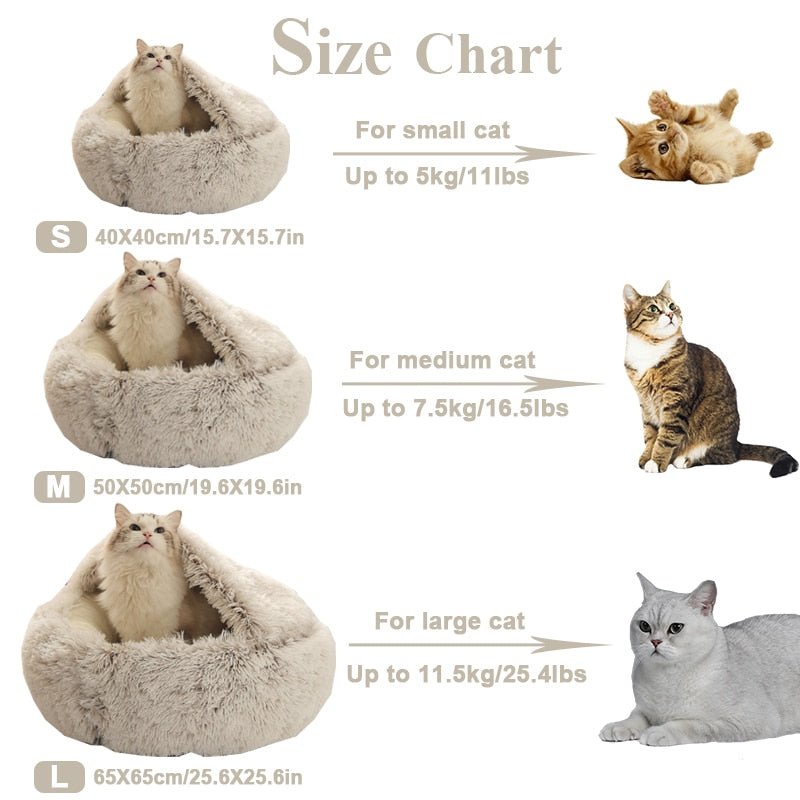 Winter Long Plush Pet Cat Bed Round Cat Cushion Cat House 2 In 1 Warm Cat Basket Cat Sleep Bag Cat Nest Kennel For Small Dog Cat image 11