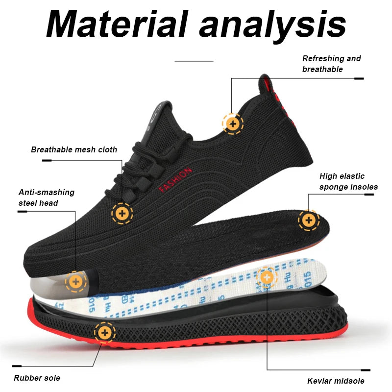 Air Mesh Steel Toe Safety Shoes – Lightweight, Breathable, Puncture-Proof Work Boots image 1
