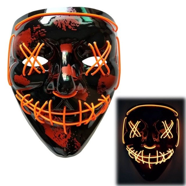 Halloween LED Purge Mascara Costume DJ Party Light Up Glow In Dark Masks image